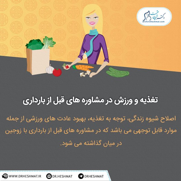 تغذیه و ورزش در مشاوره های قبل از بارداری متخصص زنان زایمان و ناباروری ، مشاوره های قبل ازبارداری